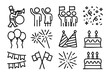 © Bogdan - Celebration Party doodle icons — birthday, holiday, and event decoration symbols — stock vector.