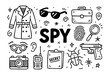 © Bogdan - Spy doodle illustration — detective and secret agent equipment — stock vector.
