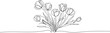 © IsaStock - Minimalist continuous line drawing of tulip flowers in black. Flowers bouquet line art