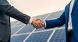 © ArtSync Studio - Shaking Hands On Solar Panel Investment In A Sustainable Energy Future