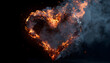 © Oleksiy - A fiery heart shape made of burning embers and smoke