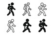© Viacheslav - Child Carrying Icons. carrying a child on back. Icon set. Set Logo of carrying a child on back: family travel moment. harmonious logo variations of the same