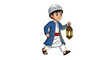 © JHON - Cartoon boy in traditional Islamic clothing holding a glowing lantern, cutout, PNG isolated on white or transparent background
