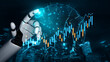 © InfiniteFlow - A futuristic robot hand reaching toward a digital data chart, representing technology role in financial markets, innovation, and artificial intelligence in business strategies. Gantry