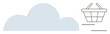 © robu_s - Cloud and shopping basket graphic symbolizes e-commerce, cloud storage, digital marketplace, and online retail operations. Ideal for technology, data, shopping, e-commerce, storage networking