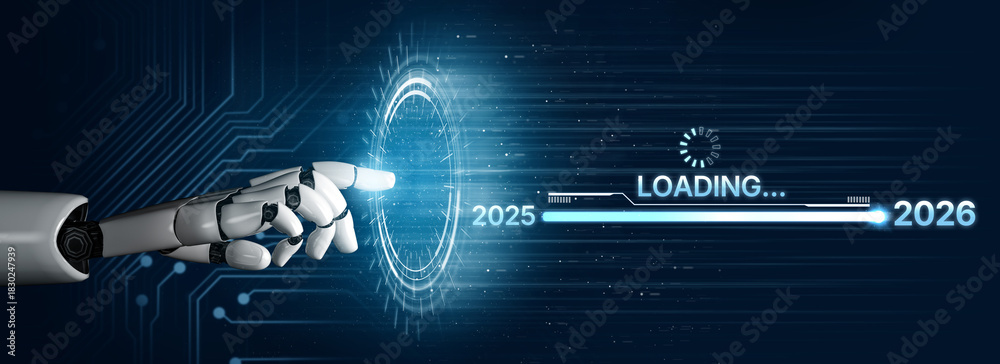 AI visualizes the transition from 2025 to 2026 using smart progress ...
