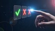 © SD AI - Hand interacting with digital interface choosing X, representing denial or rejection concept