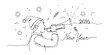 © Haus - Continuous one line of a person blowing a trumpet, celebrating new year's eve 2016, celebration theme, hand drawn vector illustration.
