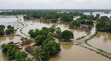 Aerial View of Flooded Rural Village