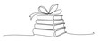 © Rishita - Stack of Books Tied with a Ribbon and Bow in Continuous Line Art Style gift present