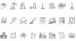 © Mostafizur - A set of outline icons related to the cleaning industry and home and office maintenance services are shown