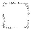 © Elena - Stylized heart icons and heartbeat pulse ECG line rhythm wrapping square edge with copy space. Vector hand drawn frame, ink and pen. Romantic wedding menu poster, cute love border, digital template.