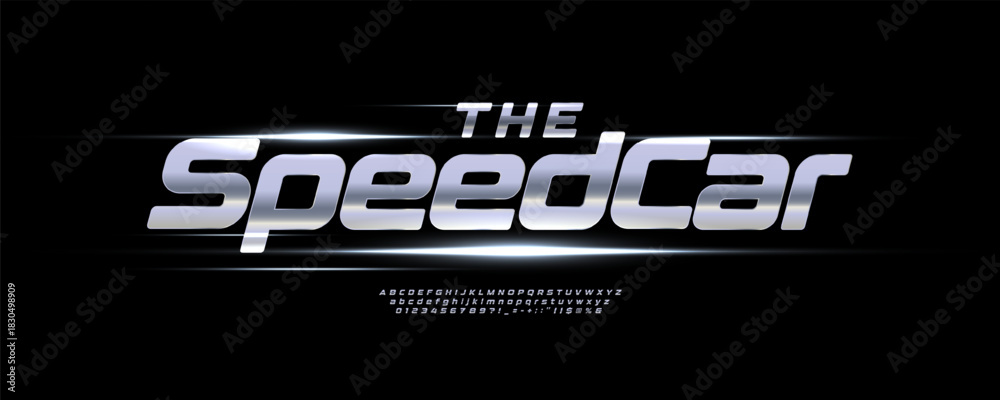 Speed Car Race Font Logo Alphabet Vector Steel Letters Set Automotive ...