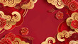 © yun - 2026 New Year's Day Red and Gold Cloud Paper-Cut Poster Background