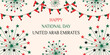 © Svetlana - UAE. Vector horizontal banner with UAE flag holiday ribbon firework and text. Happy national day of United Arab Emirates. EPS 10