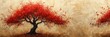 © vxnaghiyev - Red tree art background wallpaper, suitable for text and layout design, vibrant color palette, artistic botanical motif