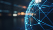 © razia - Futuristic network globe with glowing connections represents global communication, data transfer, or innovative technology solutions for modern business needs