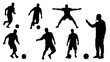 © Dimas Studio - Silhouettes of male football players in various poses during a match or training session