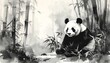 © CHOISH - 대나무 숲 속 수묵화 스타일 판다 Ink-Style Panda in Bamboo Forest