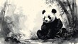 © CHOISH - 대나무 숲 속 수묵화 스타일 판다 Ink-Style Panda in Bamboo Forest