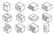 © Татьяна Петрова - Isometric icons of various kitchen appliances in simple line art style.