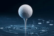 © sornram - A close-up of a golf ball on a tee, highlighting intricate details and a futuristic background, ideal for sports technology themes.