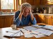 © Indrajothi - Stressed Senior Man Reviewing Bills and Financial Documents at Kitchen Table