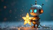 © Thusitha - A small robot with a metallic finish holds a shining star in its hand, symbolizing achievement and innovation.