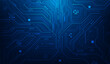 © Yellow duck - computer chip ai cyber line circuit technology on blue background. artificial intelligence cpu processor motherboard top view. vector illustration fantastic technology