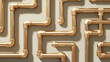 © papa papong - An abstract arrangement of copper pipes, pipes creating a complex network on a wall. The pipes are interconnected, suggesting a intricate system