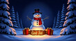 © Rafiq - Festive Snowman with 'God Jul' Sign in Winter Wonderland