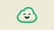 © saefurridhoalghoza - Cute happy cloud character with green outline and smiling face.
