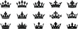 © Kharshad Creative - Black crown silhouette vector collection featuring elegant royal designs, luxury tiaras, and classic monarchy symbols for premium branding