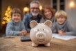 © Oleg - Family gathers around a piggy bank while planning finances at home during a cozy evening
