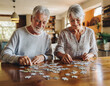 © Monika - A senior couple spends time together doing puzzles.