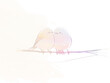 © Wasabi - 電線に寄り添って止まる二羽の小鳥、パステルカラーの優しい線画イラスト