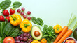 © Mariana Mejia - Fresh fruits and vegetables creating healthy food border