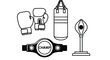 © Humi - Boxing equipment vector illustration punch bag gloves belt sport