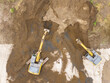 © Lawren Lu/Stocksy - Aerial View of Yellow Excavators Working on Construction Site