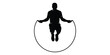 © gavin - Silhouette of a man exercising by jumping rope, depicting fitness and agility in a dynamic action pose