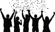 © Kafi - Five cheering people silhouette celebrating success with confetti falling