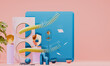 © Sky-Blue Creative/Stocksy - Cyber security protection concept with pastel podium
