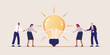 © Tusar - Business team tug of war with a giant light bulb idea concept