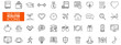 © Iconique Studio - Diverse collection of outline icons illustrating popular New Year's resolutions for personal growth, financial planning, health, education, and lifestyle improvements, perfect for goal setting