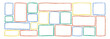 © Arina - Crayon kid colored frame set. Set of color doodle boxes with border. Hand drawn illustration.