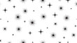 © Mr. Stocker - Seamless repeating pattern of black stars and starbursts in a simple mid-century modern aesthetic, a graphic monochrome illustration with a vintage and festive feel