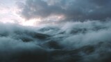 A dramatic and turbulent ocean with powerful waves under a dark stormy sky showcasing the raw force of nature