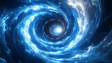 深い青の渦巻きが中心に向かう螺旋トンネル