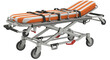 © Sheik - Medical emergency stretcher with orange and white striped mattress isolated on transparent background