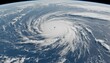 © David - Powerful massive hurricane with a clear eye swirling over the vast blue ocean, a dramatic weather phenomenon viewed from space showing the planet's curvature and atmosphere